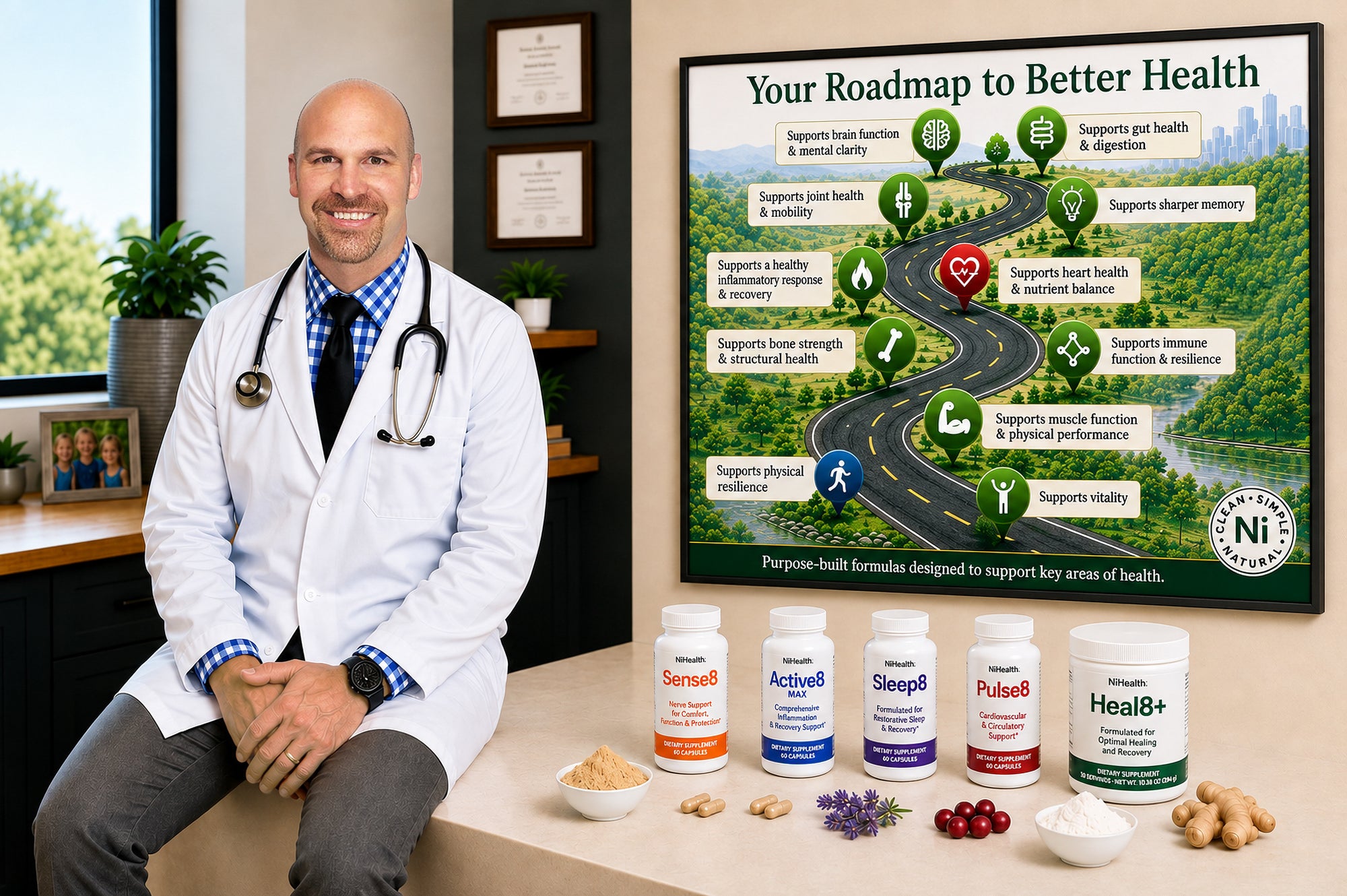 Dr. Billy Rutter with NiHealth product lineup