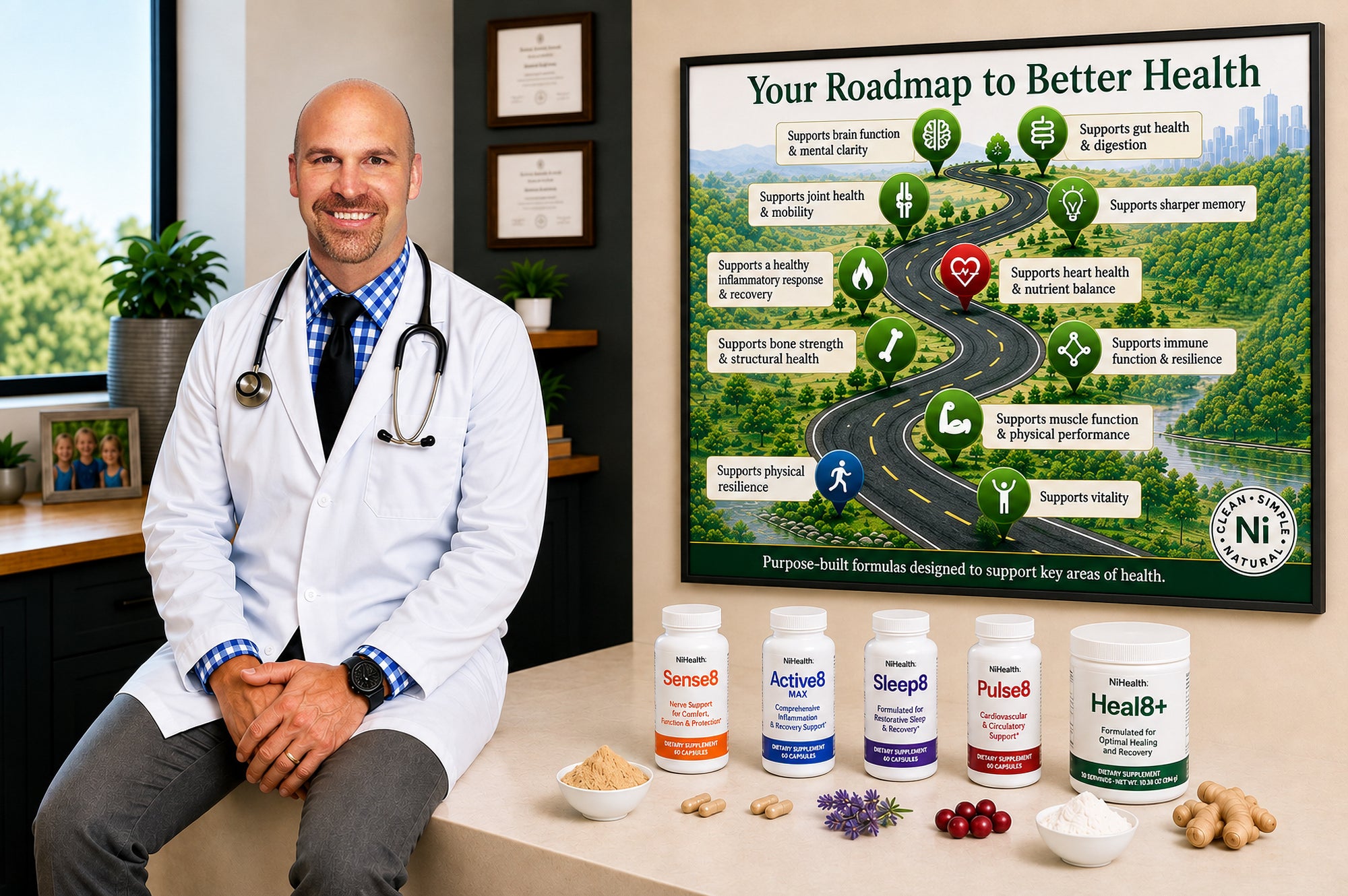 Dr. Billy Rutter with NiHealth product lineup