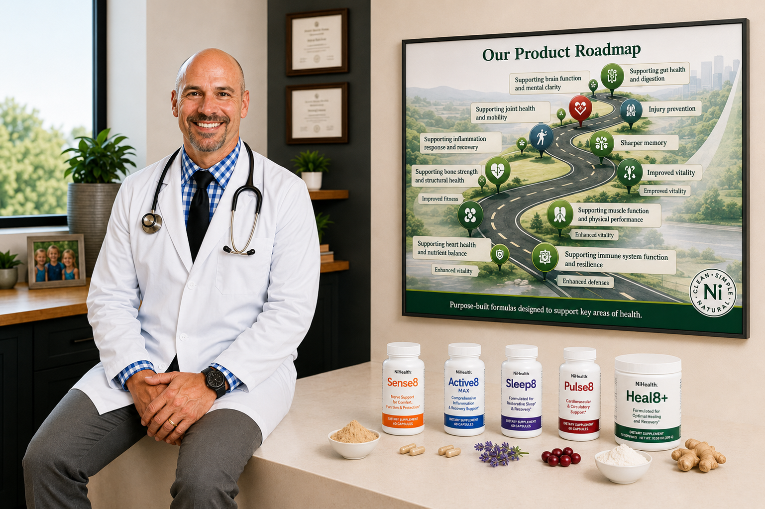 Dr. Billy Rutter with NiHealth product lineup